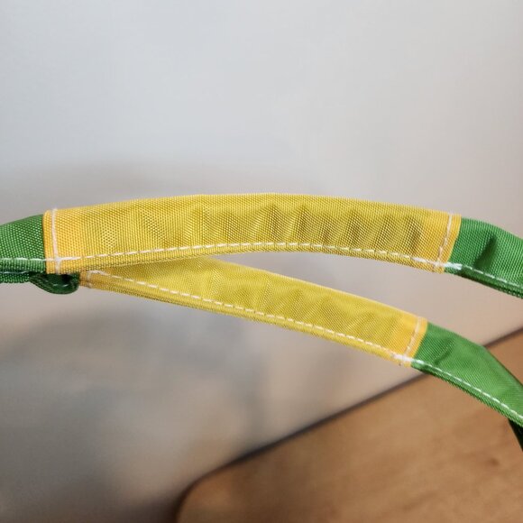 LL Bean Vintage 80s Nylon Boat and Tote Bag XL Bright Yellow and Green Like New - Picture 7 of 7